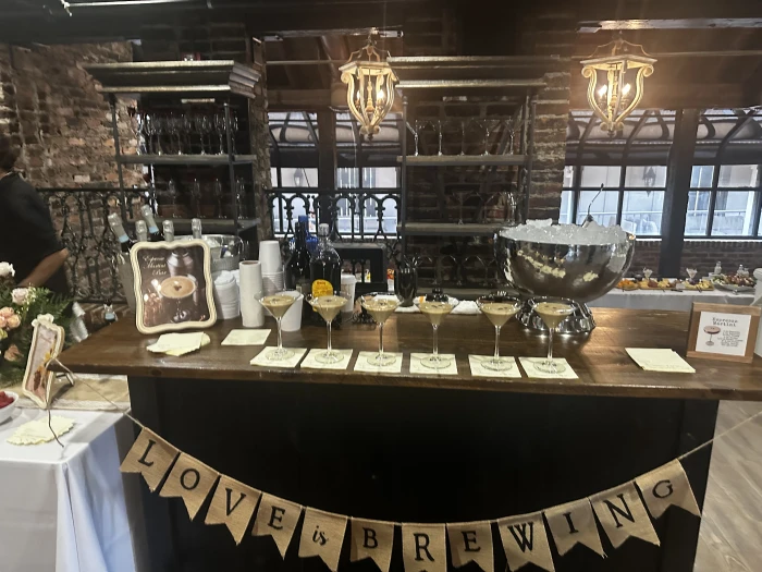 Indoor event bar ready for guest service